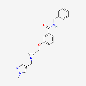 N-Benzyl-3-[[1-[(1-methylpyrazol-4-yl)methyl]aziridin-2-yl]methoxy]benzamide