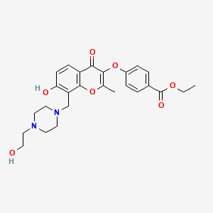 ethyl 4-[(7-hydroxy-8-{[4-(2-hydroxyethyl)piperazin-1-yl]methyl}-2-methyl-4-oxo-4H-chromen-3-yl)oxy]benzoate