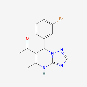 molecular formula C14H13BrN4O B2478631 1-[7-(3-Bromophenyl)-5-methyl-4,7-dihydro[1,2,4]triazolo[1,5-a]pyrimidin-6-yl]ethanone CAS No. 361171-63-3
