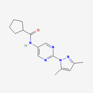 molecular formula C15H19N5O B2478637 N-(2-(3,5-dimethyl-1H-pyrazol-1-yl)pyrimidin-5-yl)cyclopentanecarboxamide CAS No. 1421456-22-5
