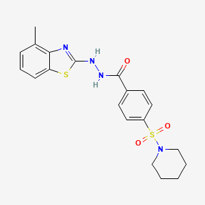 molecular formula C20H22N4O3S2 B2478693 N'-(4-methylbenzo[d]thiazol-2-yl)-4-(piperidin-1-ylsulfonyl)benzohydrazide CAS No. 851977-89-4