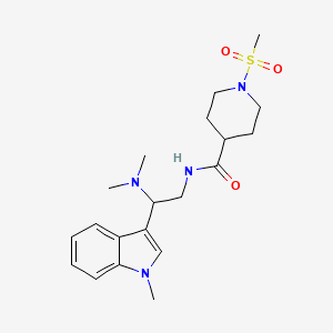 molecular formula C20H30N4O3S B2478696 N-(2-(dimethylamino)-2-(1-methyl-1H-indol-3-yl)ethyl)-1-(methylsulfonyl)piperidine-4-carboxamide CAS No. 1396768-66-3