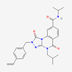 molecular formula C26H29N5O3 B2478699 4-isobutyl-N-isopropyl-1,5-dioxo-2-(4-vinylbenzyl)-1,2,4,5-tetrahydro-[1,2,4]triazolo[4,3-a]quinazoline-8-carboxamide CAS No. 1105212-48-3