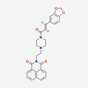 (E)-2-(2-(4-(3-(benzo[d][1,3]dioxol-5-yl)acryloyl)piperazin-1-yl)ethyl)-1H-benzo[de]isoquinoline-1,3(2H)-dione