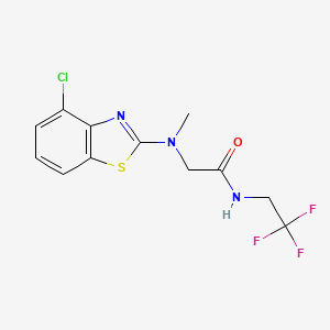 molecular formula C12H11ClF3N3OS B2478710 2-((4-chlorobenzo[d]thiazol-2-yl)(methyl)amino)-N-(2,2,2-trifluoroethyl)acetamide CAS No. 1396807-49-0