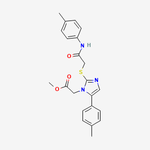 molecular formula C22H23N3O3S B2478714 methyl 2-(2-((2-oxo-2-(p-tolylamino)ethyl)thio)-5-(p-tolyl)-1H-imidazol-1-yl)acetate CAS No. 1207020-67-4