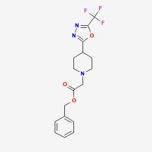molecular formula C17H18F3N3O3 B2478718 Benzyl 2-(4-(5-(trifluoromethyl)-1,3,4-oxadiazol-2-yl)piperidin-1-yl)acetate CAS No. 1396758-94-3