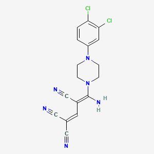 molecular formula C17H14Cl2N6 B2478723 4-Amino-4-(4-(3,4-dichlorophenyl)piperazino)-1,3-butadiene-1,1,3-tricarbonitrile CAS No. 338795-07-6