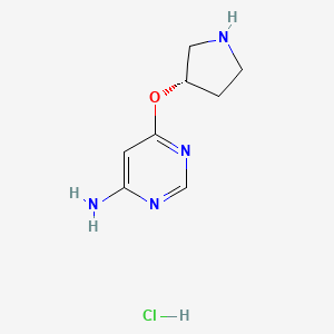 molecular formula C8H13ClN4O B2478729 (S)-6-(Pyrrolidin-3-yloxy)pyrimidin-4-amine hydrochloride CAS No. 1354000-08-0