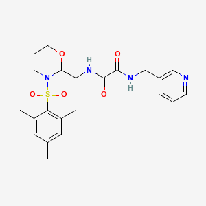 molecular formula C22H28N4O5S B2478730 N1-((3-(mesitylsulfonyl)-1,3-oxazinan-2-yl)methyl)-N2-(pyridin-3-ylmethyl)oxalamide CAS No. 872975-96-7