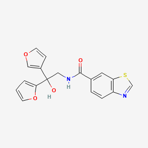 molecular formula C18H14N2O4S B2478741 N-(2-(furan-2-yl)-2-(furan-3-yl)-2-hydroxyethyl)benzo[d]thiazole-6-carboxamide CAS No. 2034329-26-3