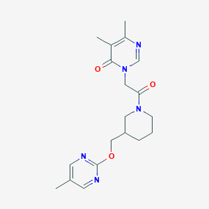 5,6-Dimethyl-3-[2-[3-[(5-methylpyrimidin-2-yl)oxymethyl]piperidin-1-yl]-2-oxoethyl]pyrimidin-4-one