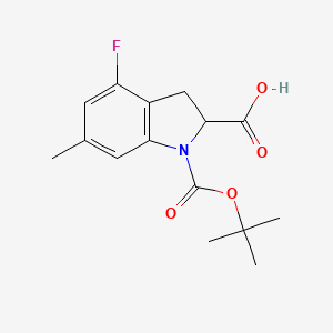 molecular formula C15H18FNO4 B2478743 1-(tert-Butoxycarbonyl)-4-fluoro-6-methylindoline-2-carboxylic acid CAS No. 2126160-13-0
