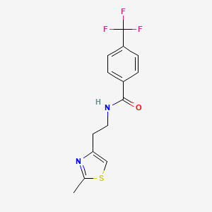 molecular formula C14H13F3N2OS B2478746 N-[2-(2-甲基-1,3-噻唑-4-基)乙基]-4-(三氟甲基)苯甲酰胺 CAS No. 863512-54-3