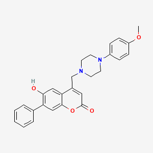 molecular formula C27H26N2O4 B2478754 6-Hydroxy-4-[[4-(4-methoxyphenyl)piperazin-1-yl]methyl]-7-phenylchromen-2-one CAS No. 850824-74-7