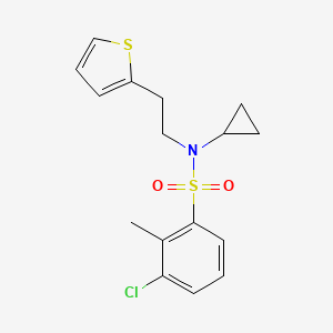 molecular formula C16H18ClNO2S2 B2478759 3-氯-N-环丙基-2-甲基-N-(2-(噻吩-2-基)乙基)苯磺酰胺 CAS No. 1396853-78-3