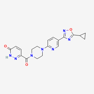 molecular formula C19H19N7O3 B2478760 6-(4-(5-(5-cyclopropyl-1,2,4-oxadiazol-3-yl)pyridin-2-yl)piperazine-1-carbonyl)pyridazin-3(2H)-one CAS No. 1396883-98-9