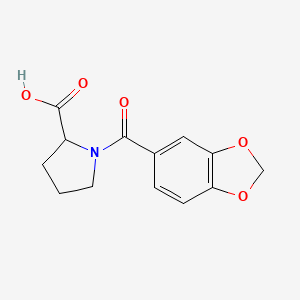 molecular formula C13H13NO5 B2478765 1-(2H-1,3-benzodioxole-5-carbonyl)pyrrolidine-2-carboxylic acid CAS No. 142962-04-7