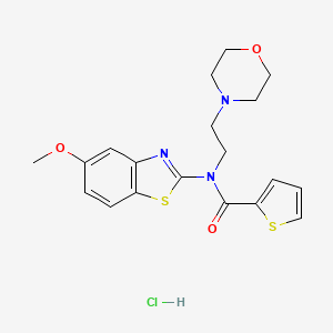 molecular formula C19H22ClN3O3S2 B2478777 盐酸N-(5-甲氧基苯并[d]噻唑-2-基)-N-(2-吗啉代乙基)噻吩-2-甲酰胺 CAS No. 1215638-64-4