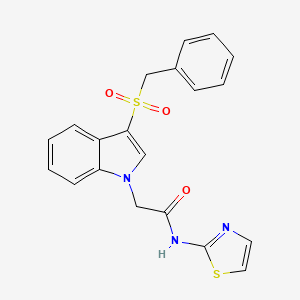 molecular formula C20H17N3O3S2 B2478779 2-(3-(苄基磺酰基)-1H-吲哚-1-基)-N-(噻唑-2-基)乙酰胺 CAS No. 898454-26-7