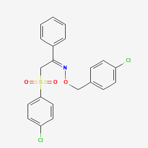 molecular formula C21H17Cl2NO3S B2478780 (Z)-[2-(4-chlorobenzenesulfonyl)-1-phenylethylidene][(4-chlorophenyl)methoxy]amine CAS No. 338794-61-9