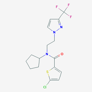molecular formula C16H17ClF3N3OS B2478781 5-chloro-N-cyclopentyl-N-(2-(3-(trifluoromethyl)-1H-pyrazol-1-yl)ethyl)thiophene-2-carboxamide CAS No. 2034331-29-6