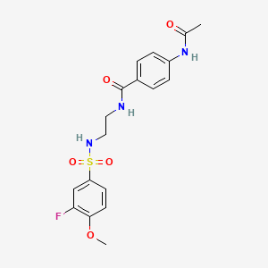 molecular formula C18H20FN3O5S B2478782 4-acetamido-N-(2-(3-fluoro-4-methoxyphenylsulfonamido)ethyl)benzamide CAS No. 1091476-78-6