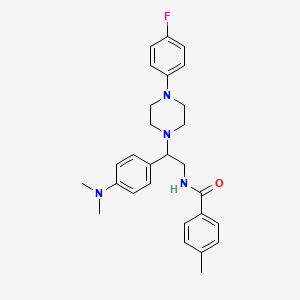 molecular formula C28H33FN4O B2478788 N-{2-[4-(dimethylamino)phenyl]-2-[4-(4-fluorophenyl)piperazin-1-yl]ethyl}-4-methylbenzamide CAS No. 946365-46-4