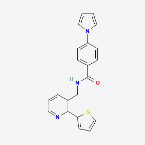 molecular formula C21H17N3OS B2478790 4-(1H-pyrrol-1-yl)-N-((2-(thiophen-2-yl)pyridin-3-yl)methyl)benzamide CAS No. 2034399-21-6