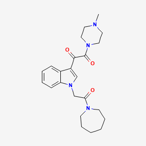 molecular formula C23H30N4O3 B2478812 1-[1-[2-(Azepan-1-yl)-2-oxoethyl]indol-3-yl]-2-(4-methylpiperazin-1-yl)ethane-1,2-dione CAS No. 887211-27-0