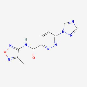 molecular formula C10H8N8O2 B2478813 N-(4-methyl-1,2,5-oxadiazol-3-yl)-6-(1H-1,2,4-triazol-1-yl)pyridazine-3-carboxamide CAS No. 1448046-25-0