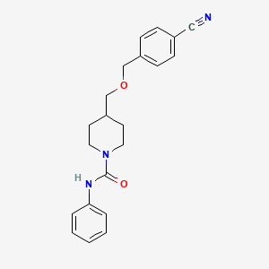 molecular formula C21H23N3O2 B2478815 4-(((4-氰基苄基)氧)甲基)-N-苯基哌啶-1-甲酰胺 CAS No. 1396879-69-8