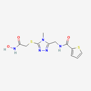 molecular formula C11H13N5O3S2 B2478823 N-[[5-[2-(hydroxyamino)-2-oxoethyl]sulfanyl-4-methyl-1,2,4-triazol-3-yl]methyl]thiophene-2-carboxamide CAS No. 878065-10-2