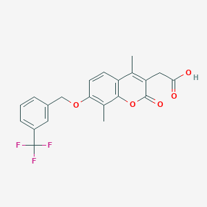 molecular formula C21H17F3O5 B2478829 2-[4,8-Dimethyl-2-oxo-7-[[3-(trifluoromethyl)phenyl]methoxy]chromen-3-yl]acetic acid CAS No. 2369982-01-2