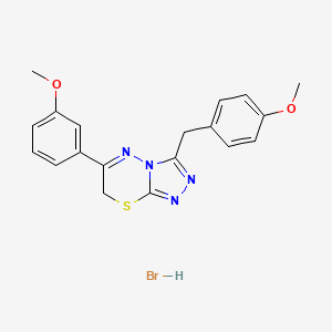molecular formula C19H19BrN4O2S B2478835 3-(4-methoxybenzyl)-6-(3-methoxyphenyl)-7H-[1,2,4]triazolo[3,4-b][1,3,4]thiadiazine hydrobromide CAS No. 1179466-58-0