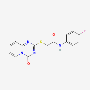 molecular formula C15H11FN4O2S B2478836 N-(4-氟苯基)-2-(4-氧代吡啶并[1,2-a][1,3,5]三嗪-2-基)硫代乙酰胺 CAS No. 896326-56-0