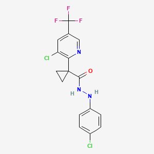 molecular formula C16H12Cl2F3N3O B2478849 1-[3-chloro-5-(trifluoromethyl)pyridin-2-yl]-N'-(4-chlorophenyl)cyclopropane-1-carbohydrazide CAS No. 2060751-48-4