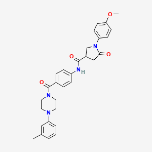 1-(4-methoxyphenyl)-N-{4-[4-(3-methylphenyl)piperazine-1-carbonyl]phenyl}-5-oxopyrrolidine-3-carboxamide