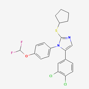 molecular formula C21H18Cl2F2N2OS B2478863 2-(cyclopentylthio)-5-(3,4-dichlorophenyl)-1-(4-(difluoromethoxy)phenyl)-1H-imidazole CAS No. 1226442-60-9