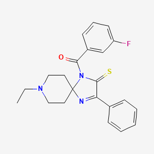 molecular formula C22H22FN3OS B2478886 8-乙基-1-(3-氟苯甲酰)-3-苯基-1,4,8-三氮杂螺[4.5]癸-3-烯-2-硫酮 CAS No. 872199-79-6
