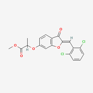 molecular formula C19H14Cl2O5 B2478887 (Z)-methyl 2-((2-(2,6-dichlorobenzylidene)-3-oxo-2,3-dihydrobenzofuran-6-yl)oxy)propanoate CAS No. 845986-29-0