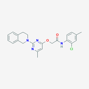 molecular formula C23H23ClN4O2 B2478888 N-(2-chloro-4-methylphenyl)-2-((2-(3,4-dihydroisoquinolin-2(1H)-yl)-6-methylpyrimidin-4-yl)oxy)acetamide CAS No. 1251557-99-9