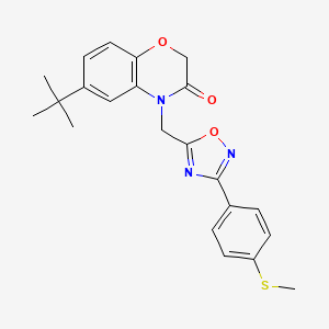 molecular formula C22H23N3O3S B2478901 6-(tert-butyl)-4-((3-(4-(methylthio)phenyl)-1,2,4-oxadiazol-5-yl)methyl)-2H-benzo[b][1,4]oxazin-3(4H)-one CAS No. 1105213-82-8