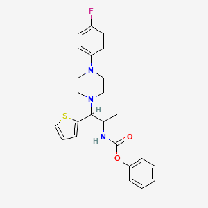 molecular formula C24H26FN3O2S B2478902 Phenyl (1-(4-(4-fluorophenyl)piperazin-1-yl)-1-(thiophen-2-yl)propan-2-yl)carbamate CAS No. 863017-40-7