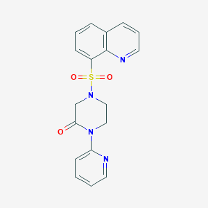 molecular formula C18H16N4O3S B2478904 1-(吡啶-2-基)-4-(喹啉-8-基磺酰基)哌嗪-2-酮 CAS No. 2309557-81-9