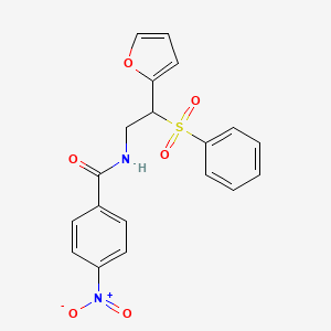 molecular formula C19H16N2O6S B2478908 N-[2-(2-furyl)-2-(phenylsulfonyl)ethyl]-4-nitrobenzamide CAS No. 896318-05-1
