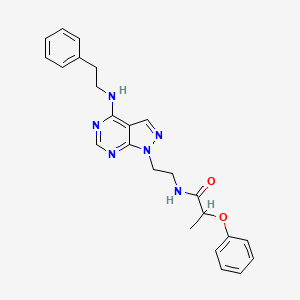 molecular formula C24H26N6O2 B2478916 N-(2-(4-(苯乙氨基)-1H-吡唑并[3,4-d]嘧啶-1-基)乙基)-2-苯氧基丙酰胺 CAS No. 1170968-08-7