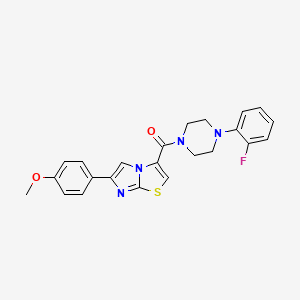 molecular formula C23H21FN4O2S B2478919 (4-(2-Fluorophenyl)piperazin-1-yl)(6-(4-methoxyphenyl)imidazo[2,1-b]thiazol-3-yl)methanone CAS No. 1049365-73-2