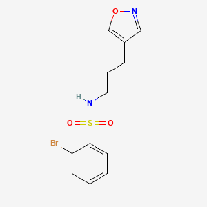 molecular formula C12H13BrN2O3S B2478923 2-bromo-N-(3-(isoxazol-4-yl)propyl)benzenesulfonamide CAS No. 1903541-00-3