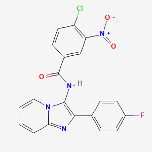 molecular formula C20H12ClFN4O3 B2478927 4-氯-N-[2-(4-氟苯基)咪唑并[1,2-a]吡啶-3-基]-3-硝基苯甲酰胺 CAS No. 850930-11-9